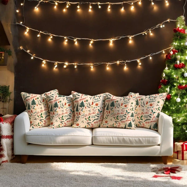 Festive Greetings Velvet Christmas Cushion Cover