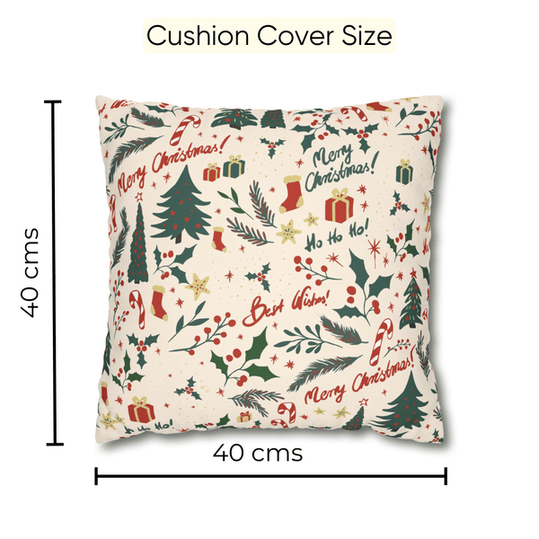 Festive Greetings & Holiday Icons Velvet Christmas Cushion Cover Set of 5