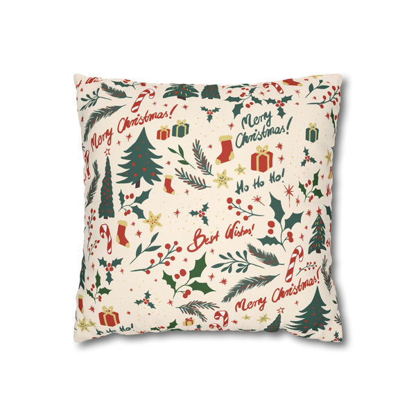 Festive Greetings Velvet Christmas Cushion Cover