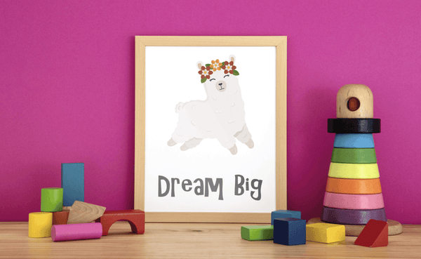 Floral Dreams Llama - Framed Wall Art