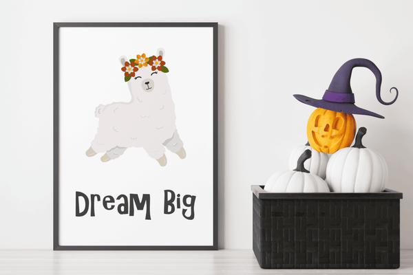 Floral Dreams Llama - Framed Wall Art