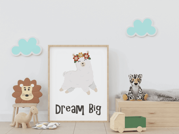 Floral Dreams Llama - Framed Wall Art