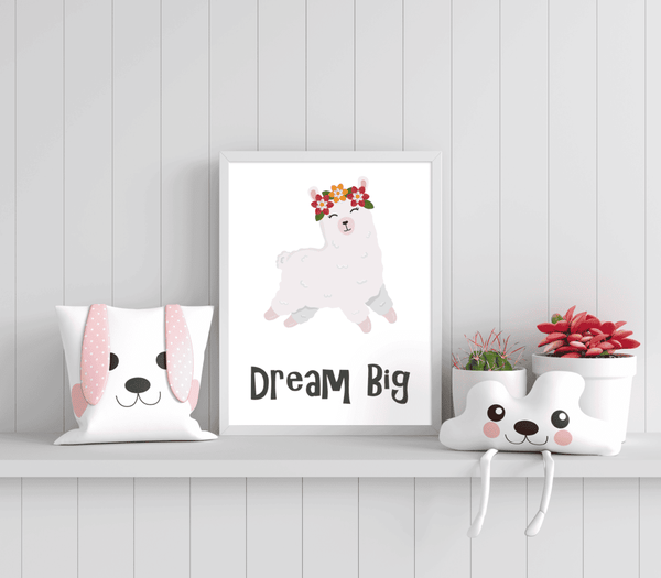 Floral Dreams Llama - Framed Wall Art