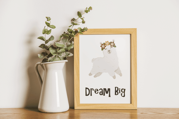 Floral Dreams Llama - Framed Wall Art