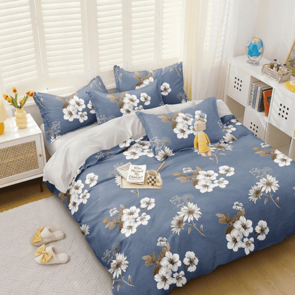 Floral Fantasy Blue Bedsheet