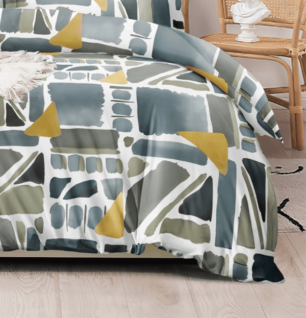 Geometric Green and Yellow Bedsheet