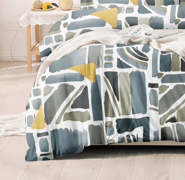 Geometric Green and Yellow Bedsheet