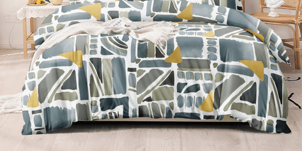 Geometric Green and Yellow Bedsheet