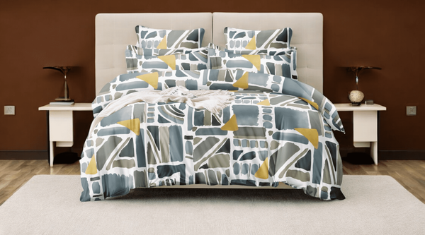 Geometric Green and Yellow Bedsheet