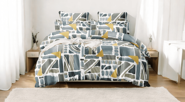 Geometric Green and Yellow Bedsheet