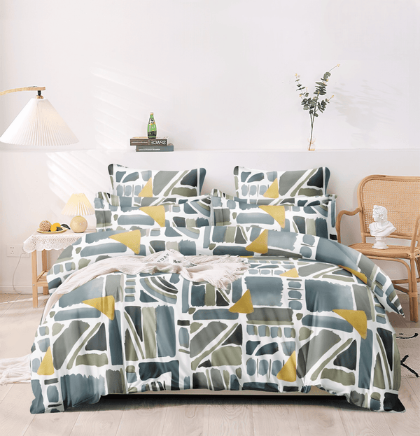 Geometric Green and Yellow Bedsheet