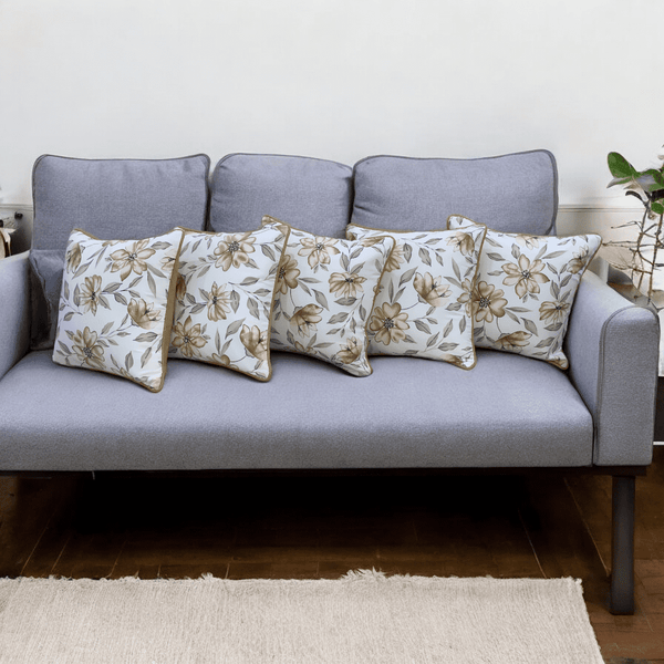 Golden Bloom Cushion Cover - Set of 5