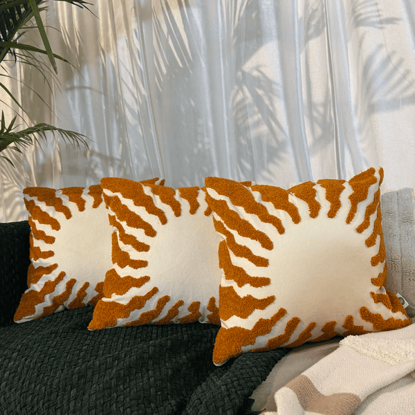 Golden Hour Embroidery Aari Work Cushion Cover
