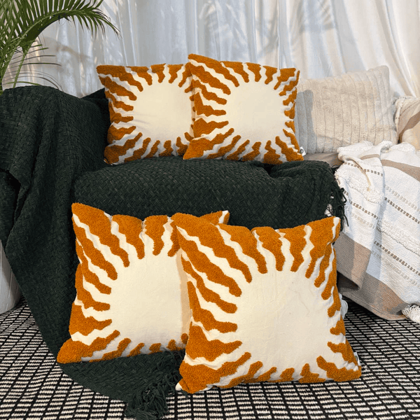 Golden Hour Embroidery Aari Work Cushion Cover