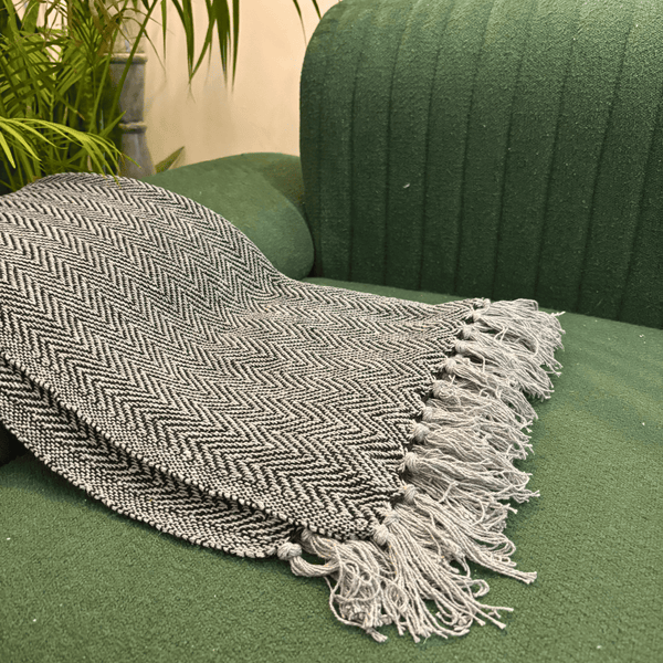 Grey Chevron Sofa Throw