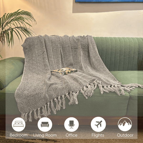 Grey Chevron Sofa Throw