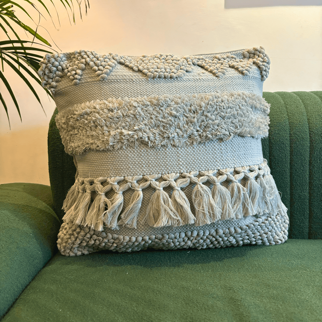 Grey Mist Tufted Cushion Cover