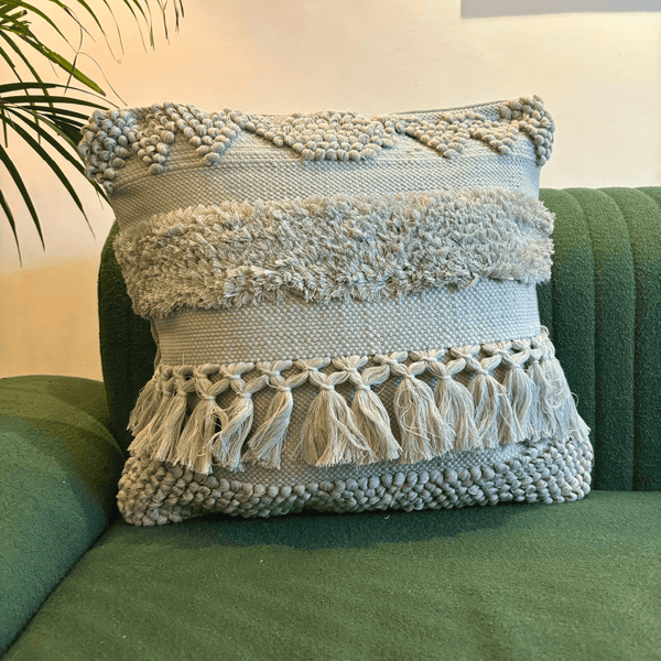 Grey Mist Tufted Cushion Cover
