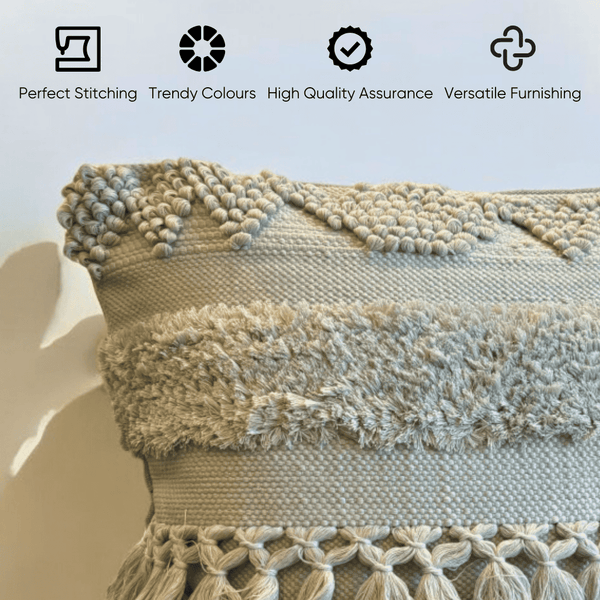 Grey Mist Tufted Cushion Cover