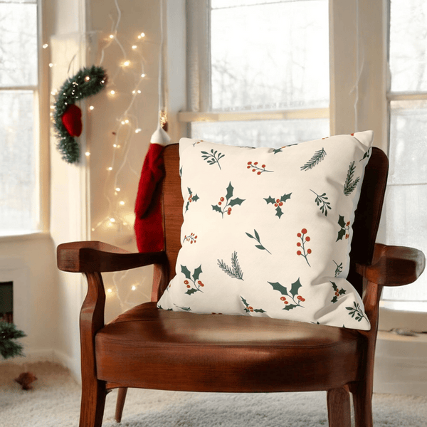 Holly Berry Velvet Chirstmas Cushion Cover Set of 5