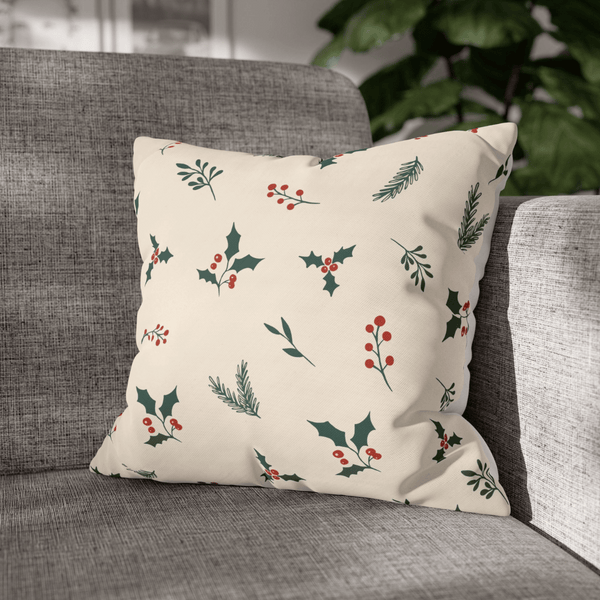 Holly Berry Velvet Chirstmas Cushion Cover Set of 5