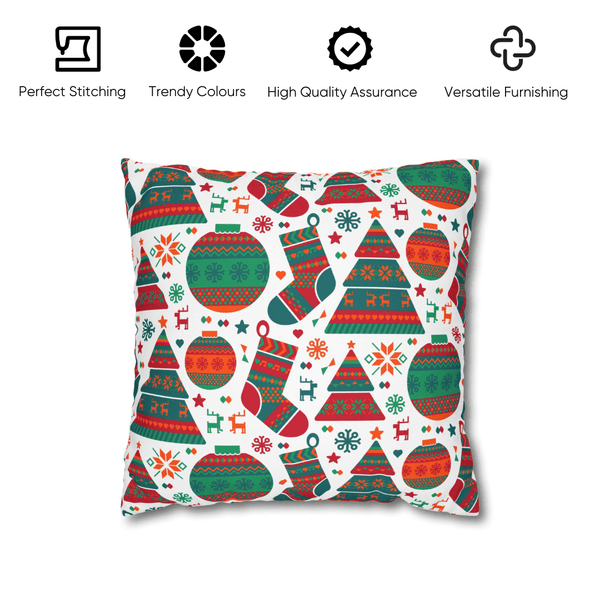 Holiday Icons Velvet  Christmas Cushion Cover Set of 5