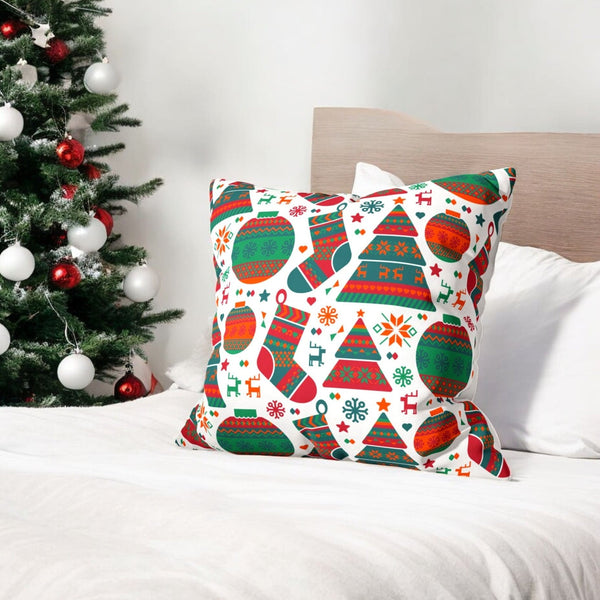 Festive Greetings & Holiday Icons Velvet Christmas Cushion Cover Set of 5