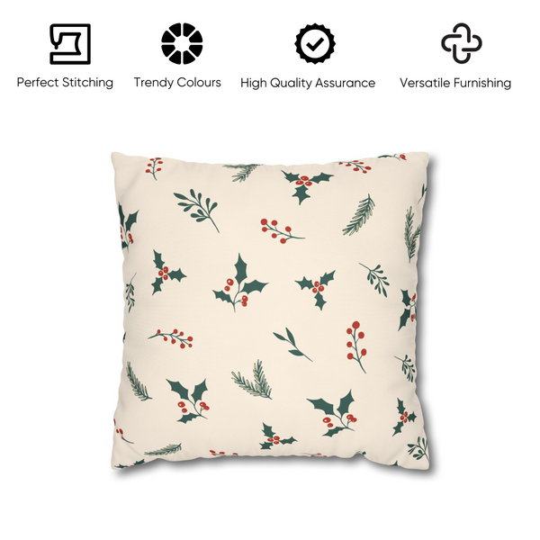 Holly Berry Velvet Chirstmas Cushion Cover Set of 5