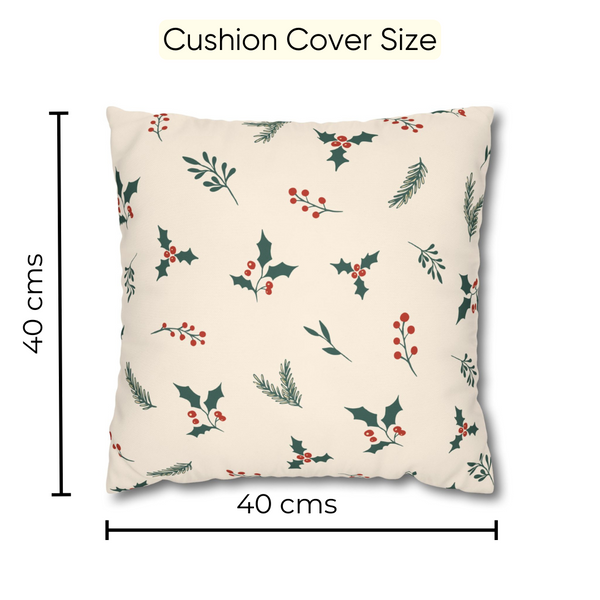 Holly Berry Velvet Chirstmas Cushion Cover Set of 5