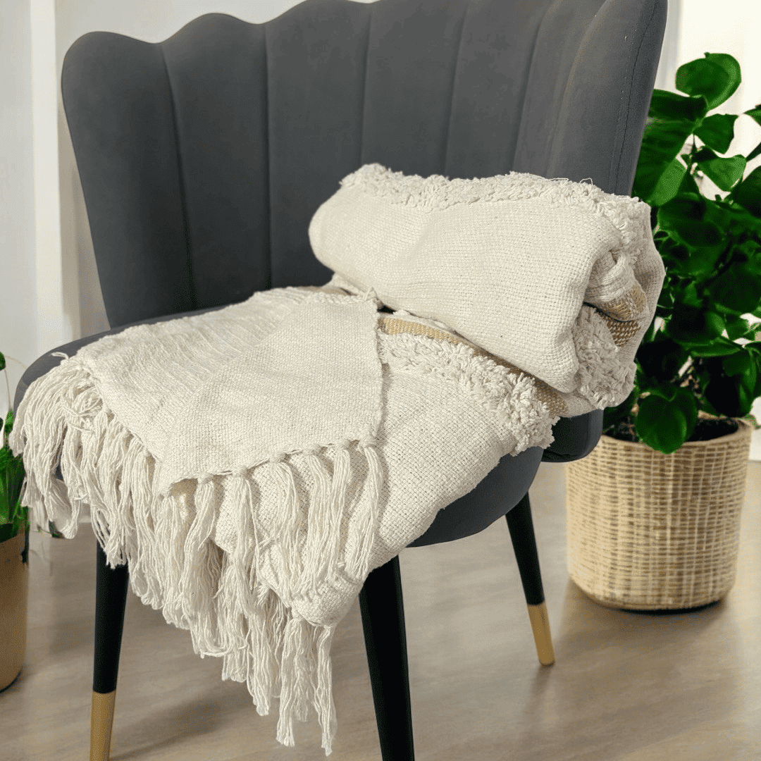 Ivory Breeze Tufted Sofa Throw