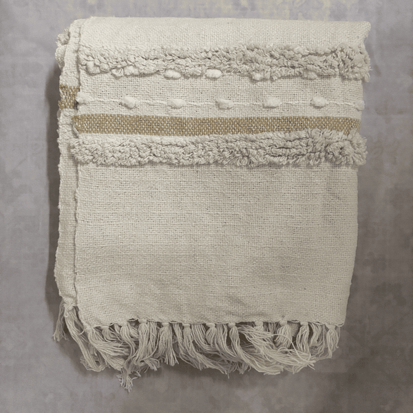 Ivory Breeze Tufted Sofa Throw