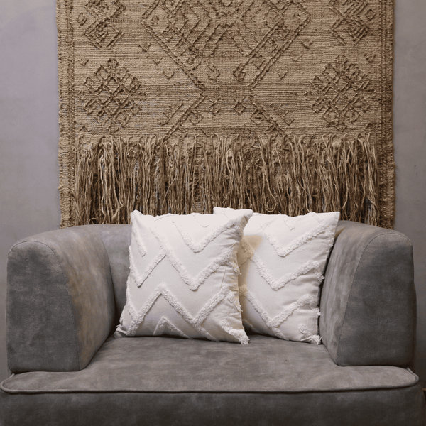 Ivory Chevron Tufted Cushion Cover