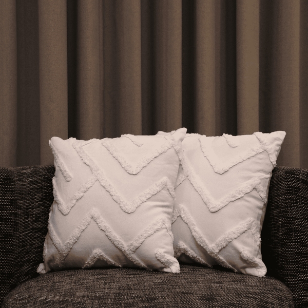 Ivory Chevron Tufted Cushion Cover