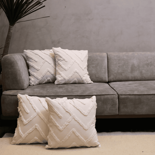 Ivory Chevron Tufted Cushion Cover
