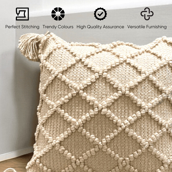 Ivory Diamond Luxe Tufted Cushion Cover  - Set of 5