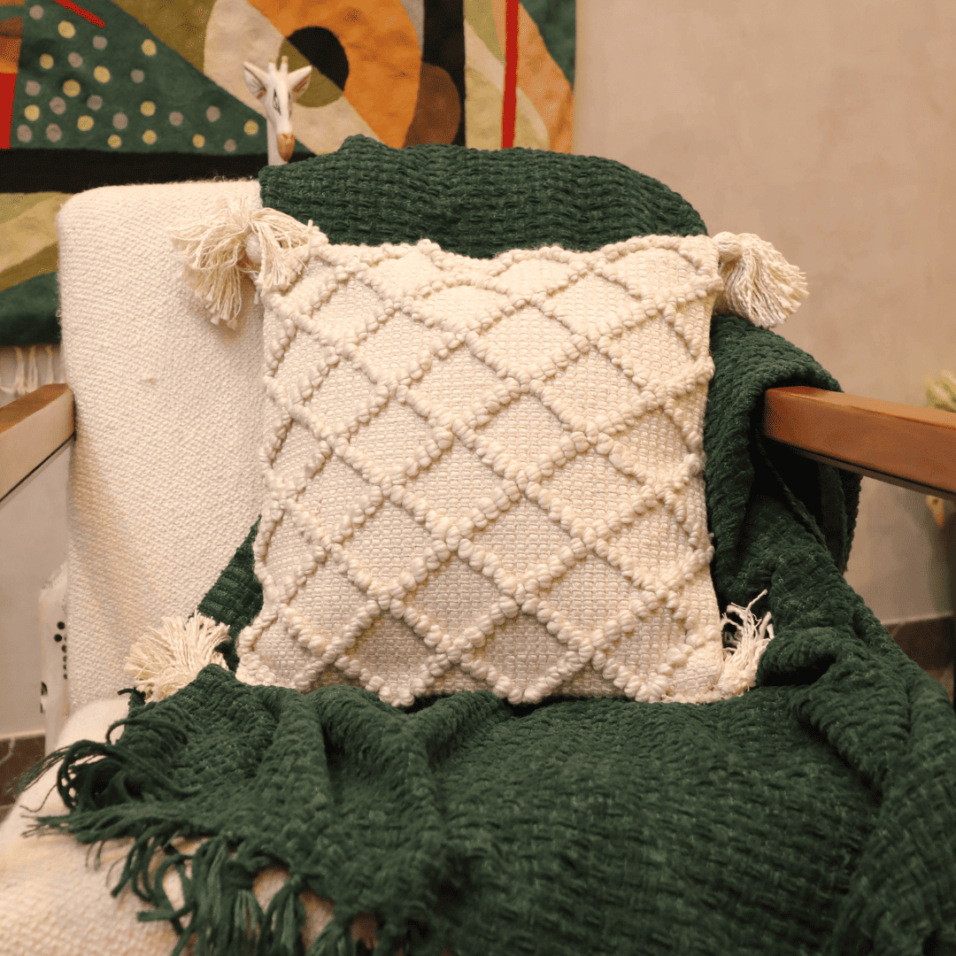 Ivory Diamond Luxe Tufted Cushion Cover  - Set of 5