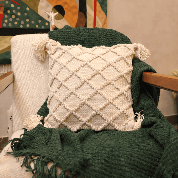 Ivory Diamond Luxe Tufted Cushion Cover  - Set of 5