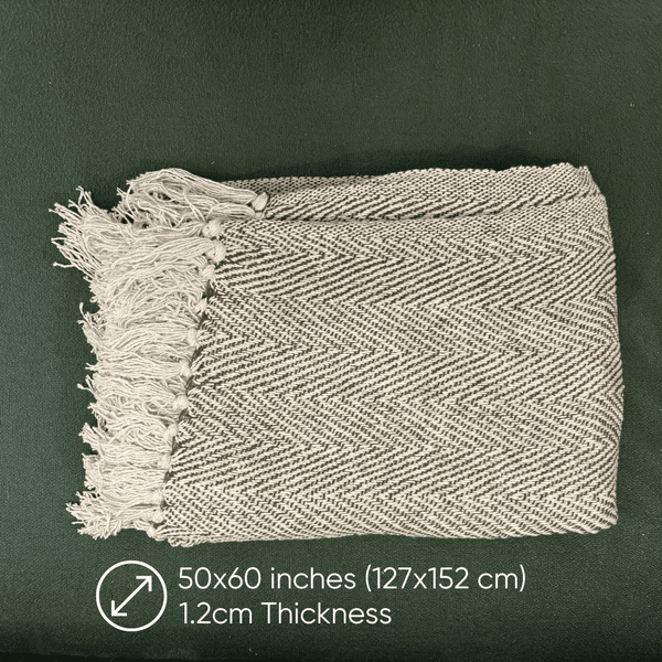 Ivory Herringbone Sofa Throw