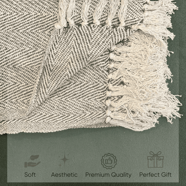 Ivory Herringbone Sofa Throw