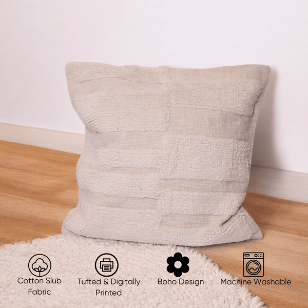 Ivory Textured Tufted Cushion Cover - Set of 5