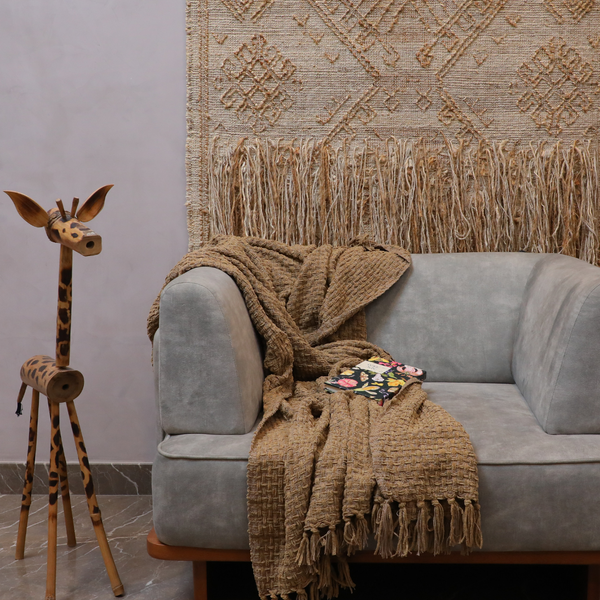 Khaki - Premium Chenille Sofa Throw