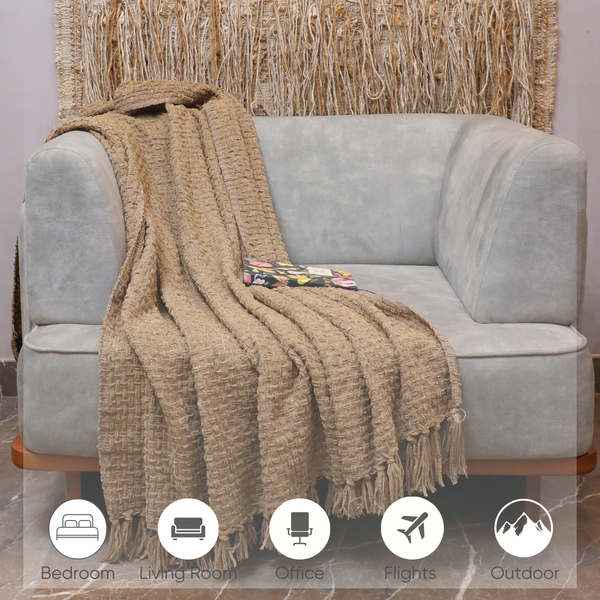 Khaki - Premium Chenille Sofa Throw
