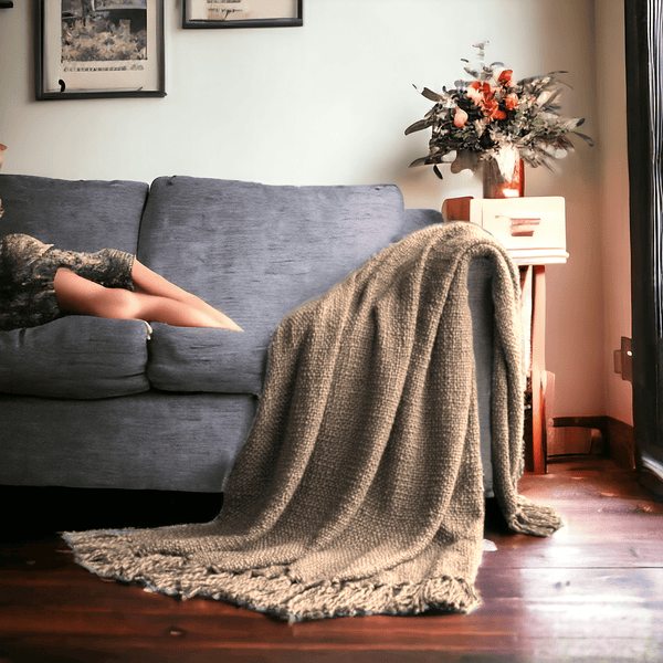 Khaki - Premium Chenille Sofa Throw