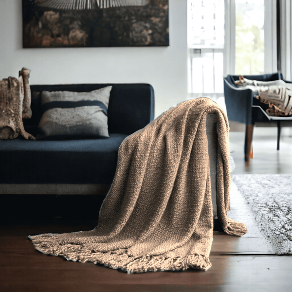 Khaki - Premium Chenille Sofa Throw