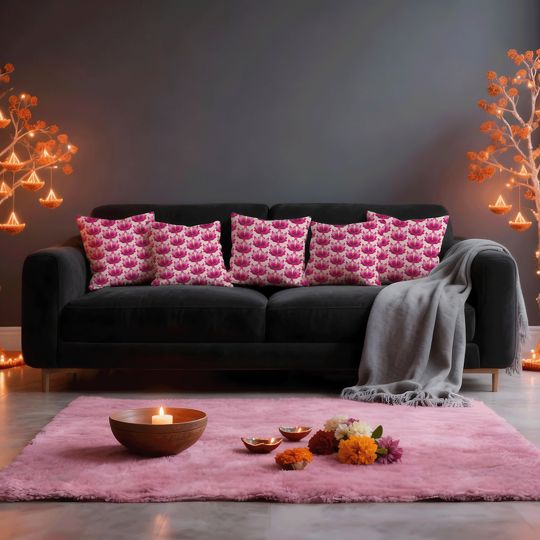 Lotus Bloom Taffeta Silk Cushion Cover