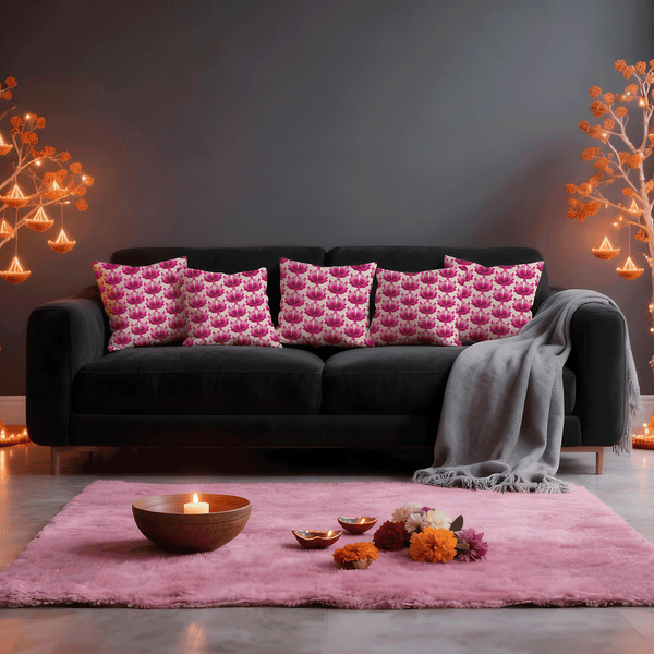 Lotus Bloom Taffeta Silk Cushion Cover