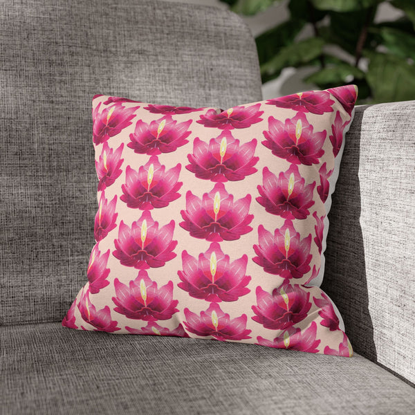 Lotus Bloom Taffeta Silk Cushion Cover