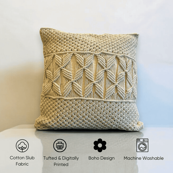 Macrame Knotwork Tufted Cushion Cover