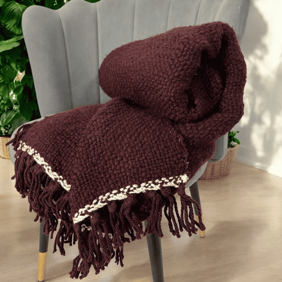 Maroon Mirage Tufted Sofa Throw