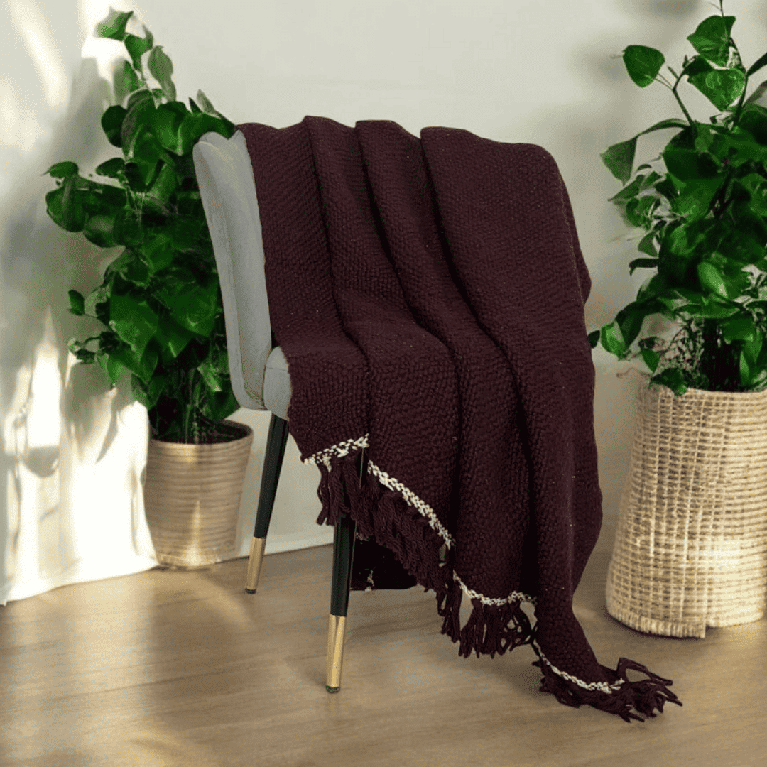 Maroon Mirage Tufted Sofa Throw